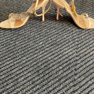 Beige suede 3” heel sandals